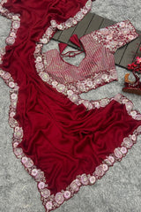 Goog Looking Fancy Saree With Designer Blouse