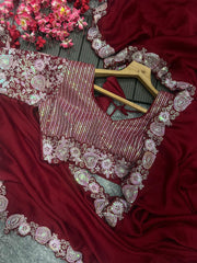 Goog Looking Fancy Saree With Designer Blouse