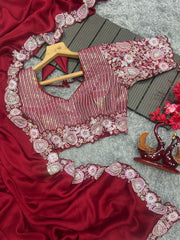 Goog Looking Fancy Saree With Designer Blouse