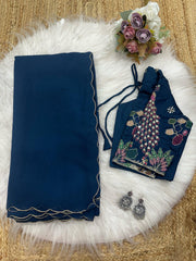 Goog Looking Fancy Saree With Designer Blouse
