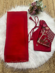 Goog Looking Fancy Saree With Designer Blouse