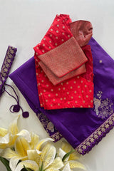 Goog Looking Fancy Saree With Designer Blouse