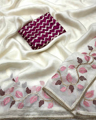 Goog Looking Fancy Saree With Designer Blouse