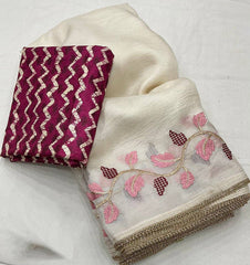 Goog Looking Fancy Saree With Designer Blouse