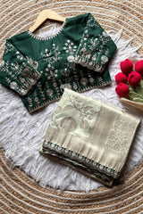 Goog Looking Fancy Saree With Designer Blouse