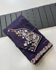 Goog Looking Fancy Saree With Designer Blouse