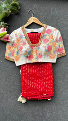 Goog Looking Fancy Saree With Designer Blouse