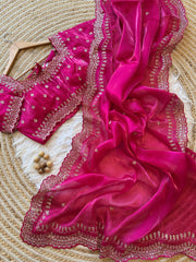 Goog Looking Fancy Saree With Designer Blouse