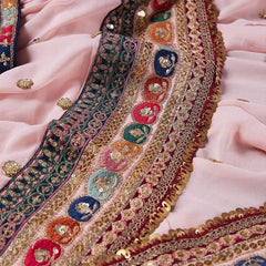 PARTY WEAR EMBROIDERED SEQUINS BAYBI PINK SAREE With Designer Blouse