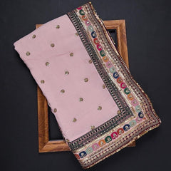 PARTY WEAR EMBROIDERED SEQUINS BAYBI PINK SAREE With Designer Blouse