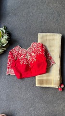 Goog Looking Fancy Saree With Designer Blouse