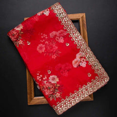 Red Colour Fancy Saree With Designer Blouse