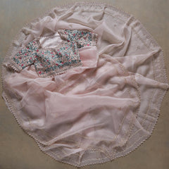 Baby Pink Colour Looking Fancy Saree With Designer Blouse