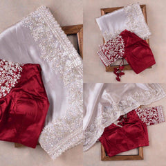 WEDDING SPECIAL NEW SEQUINS EMBROIDERY WORK SAREE With Designer Blouse