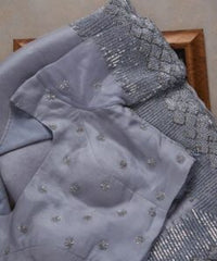 Gray Organza Silk Sequence Work Saree With Designer Blouse
