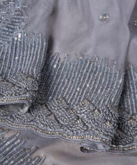 Gray Organza Silk Sequence Work Saree With Designer Blouse