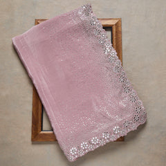 Gorgeous Baby Pink Orgeanza Silk Saree With Comely With Designer Fancy Readymade Blouse.