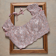 Gorgeous Baby Pink Orgeanza Silk Saree With Comely With Designer Fancy Readymade Blouse.