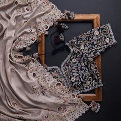 Beigh Colour Rangoli Silk Embroidery Work Saree With Designer Fancy Readymade Blouse.