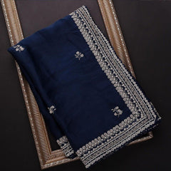Navy Blue Colour Rangoli Silk Sequence Work Saree With Designer Fancy Readymade Blouse.