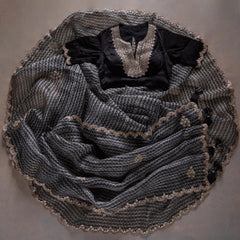 Classy Black Colour Embroidery Dorry Work Designer Saree With Designer Fancy Readymade Blouse.