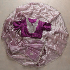 520-A-Wine Colour Rangoli Silk Embroidery Work Saree With Designer Fancy Readymade Blouse. (Copy)