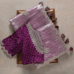 520-A-Wine Colour Rangoli Silk Embroidery Work Saree With Designer Fancy Readymade Blouse. (Copy)