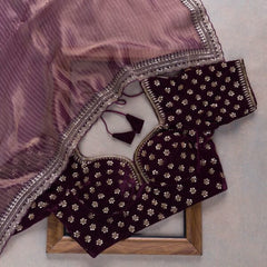 520-A-Wine Colour Rangoli Silk Embroidery Work Saree With Designer Fancy Readymade Blouse.