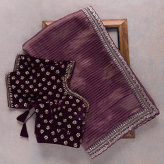 520-A-Wine Colour Rangoli Silk Embroidery Work Saree With Designer Fancy Readymade Blouse.