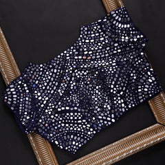 Scrumptious Blue Orgeanza Silk Saree Fancy Readymade Blouse.